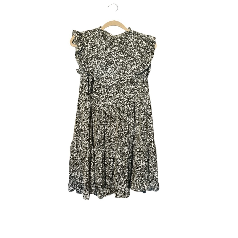 Green Tiered Ruffled Sundress with Flutter Sleeves